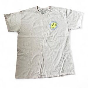 Beige T-Shirt with Smiley Face Graphic